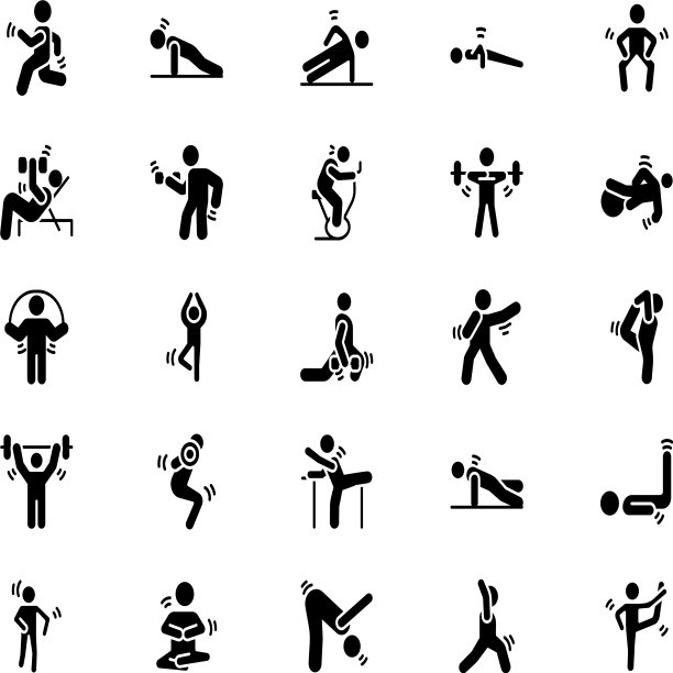 健身房锻炼和瑜伽图标包图片下载