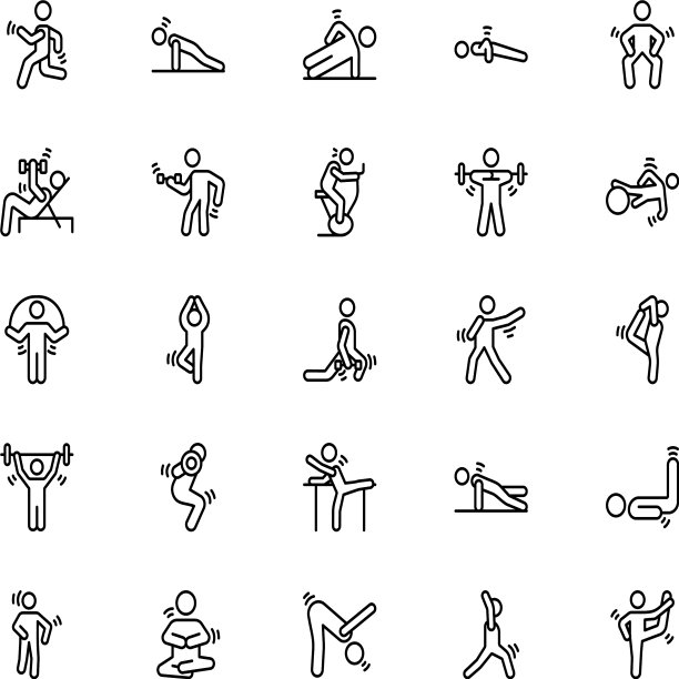 健身房锻炼和瑜伽图标包图片下载