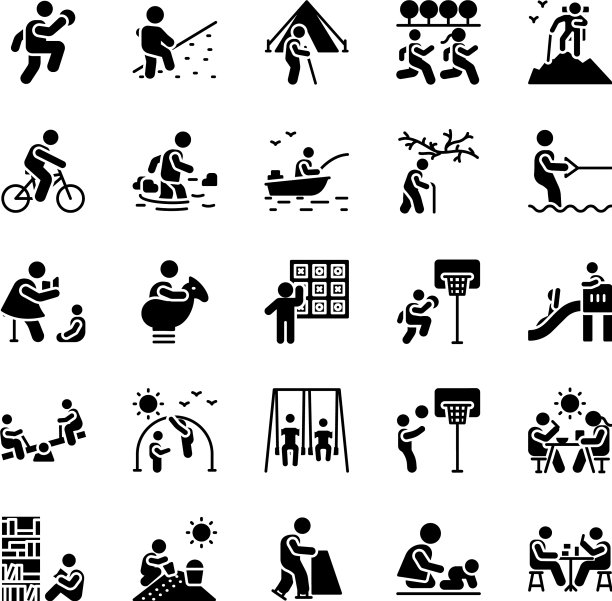 娱乐活动固体图标包图片下载