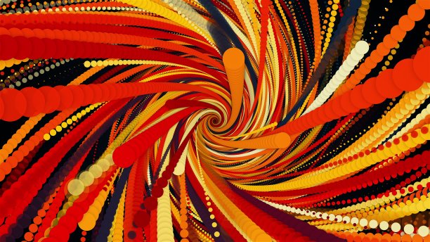 由彩色线条和粒子组成的螺旋烟火，电脑生成。抽象背景的3d渲染图片下载