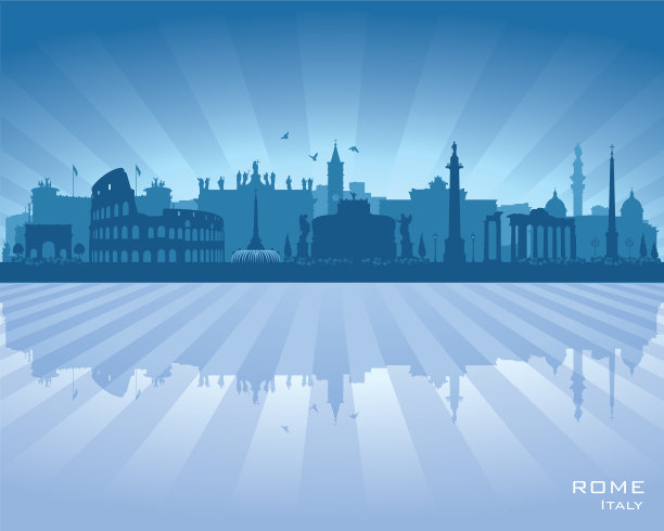 意大利罗马城市天际线剪影图片下载
