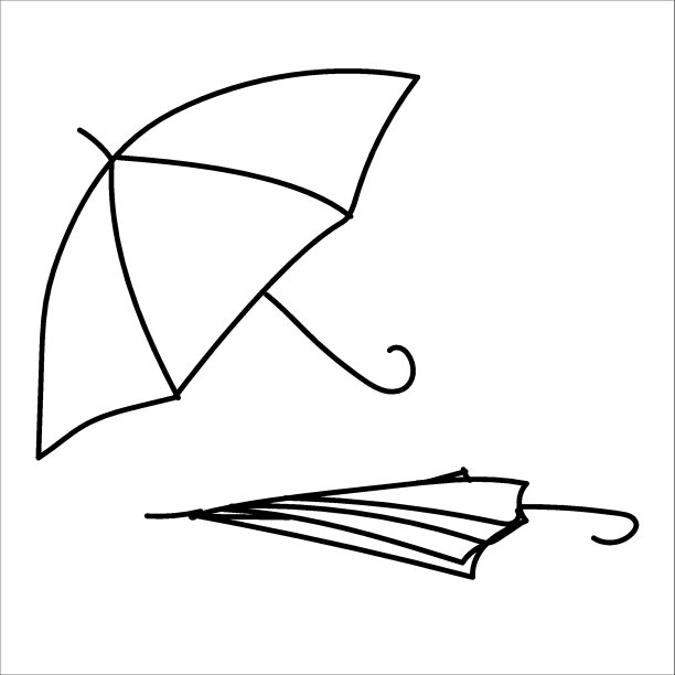 秋天惬意的心情概念。hygge。线条艺术伞展开折叠图片下载