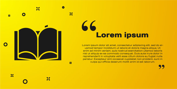 黑色打开书图标孤立在黄色背景图片下载