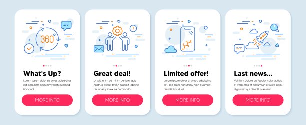 一组科技图标，如员工团队合作，智能手机坏掉，360度符号。向量图片下载