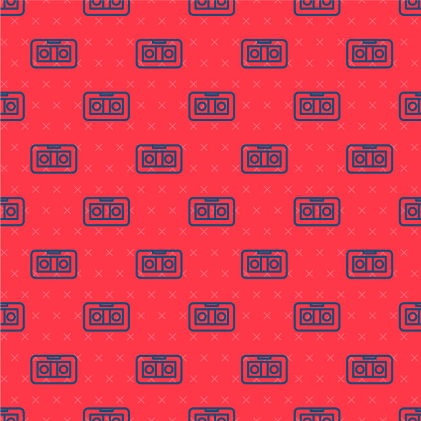 蓝线VHS录像带磁带图标隔离图片下载