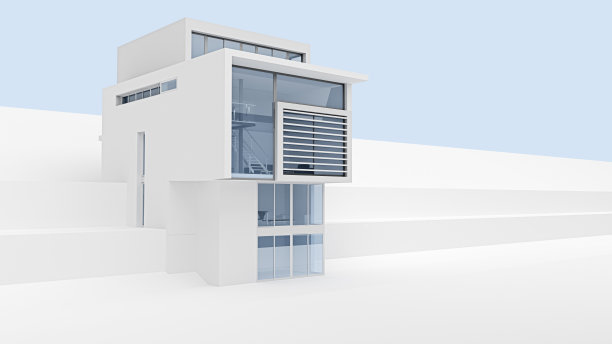 白色现代建筑突出的部分图片下载