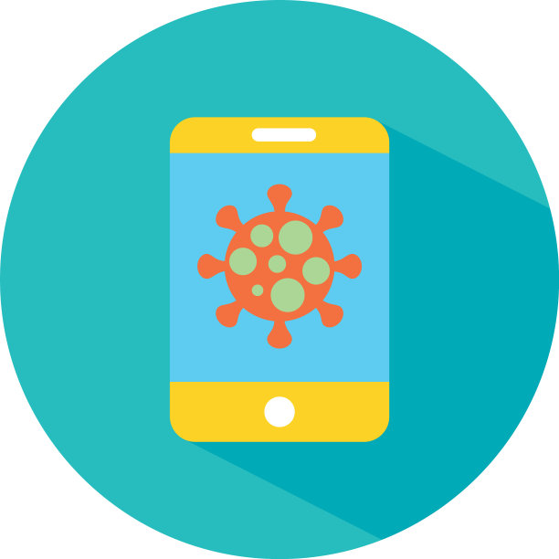 屏幕上有冠状病毒符号的智能手机图片下载