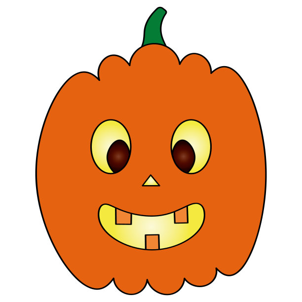 南瓜，有趣的鬼脸，万圣节南瓜灯，彩色矢量插图，万圣节象征，孤立的白色背景，微笑的面部表情，卡通风格，从内部发光，橙色蔬菜，万圣节图片下载