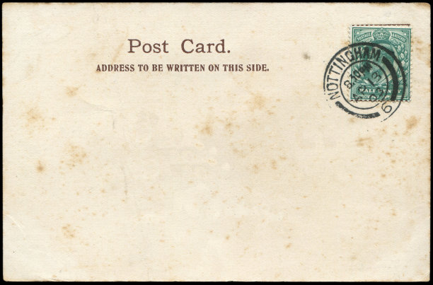 20世纪早期从英国诺丁汉寄出的老式明信片，是一个非常好的历史明信片通信的背景。图片下载