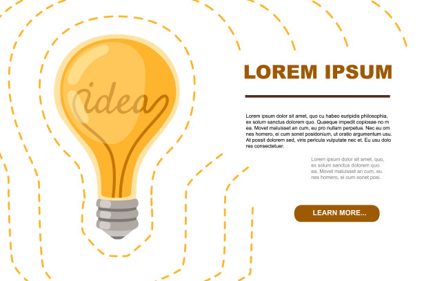 扁平卡通白炽灯黄色复古灯图片下载