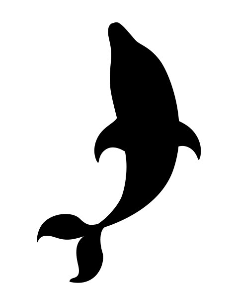 黑色剪影海豚卡通海洋动物图片下载