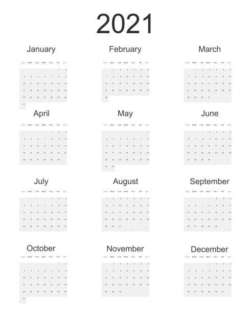 简单的白色墙壁日历满2021年图片下载