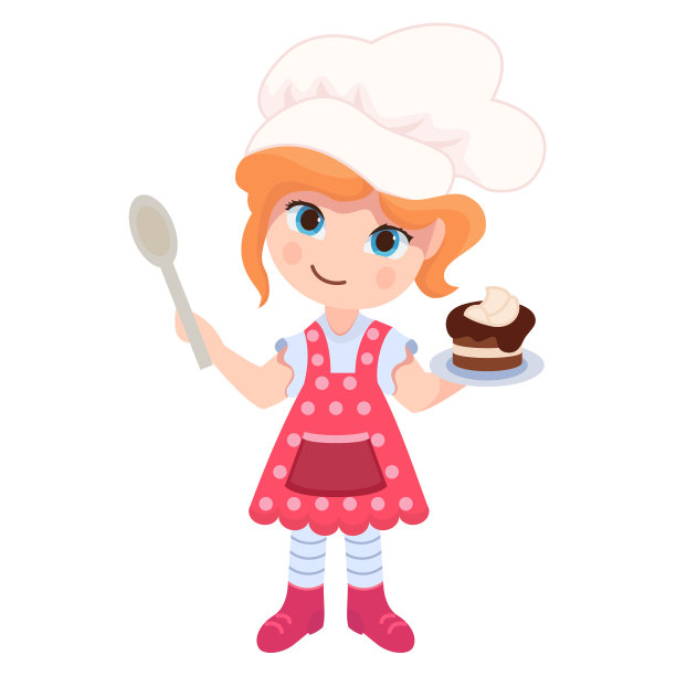 插图可爱的卡通烹饪女孩图片下载