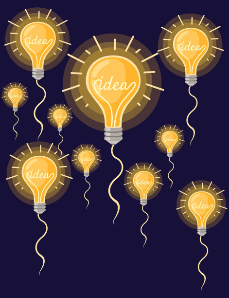 扁平卡通白炽灯飞到上面图片下载