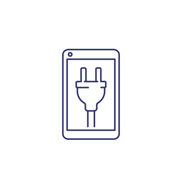 屏幕上有电源插头的手机图标图片下载