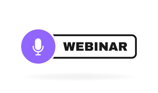 带有麦克风标志的网络会议几何徽章。现代平面风格矢量插图图片下载