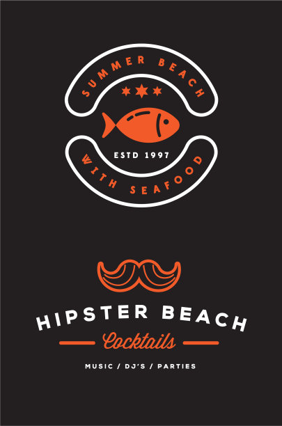 夏季复古标志模板横幅海报传单图片下载