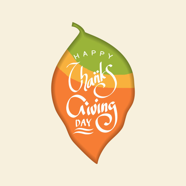 感恩节快乐的背景与字母和插图。感恩节贺卡和请柬。矢量插图。素材图片