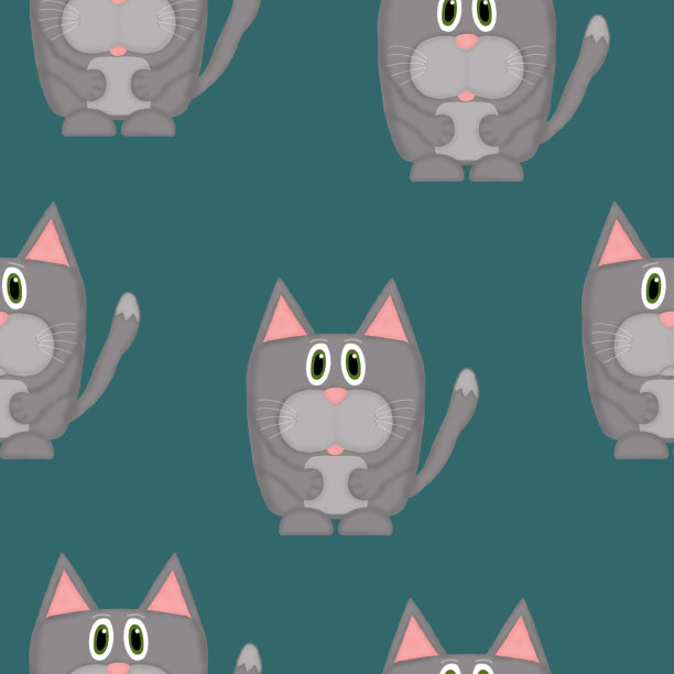 水背景上的情感猫无缝模式图片下载