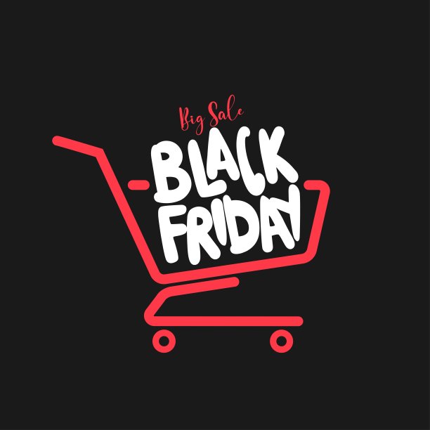 黑色星期五的购物概念。矢量购物车与字母黑色星期五。矢量插图。信，卖，大卖。图片下载