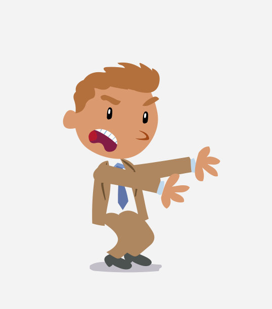 非常生气的卡通人物商人指着旁边的东西图片下载