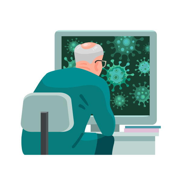 医生正在用显微镜看电脑屏幕图片下载