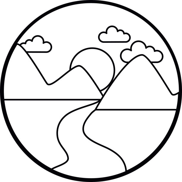 阳光河景观具有山川线条风格图片下载