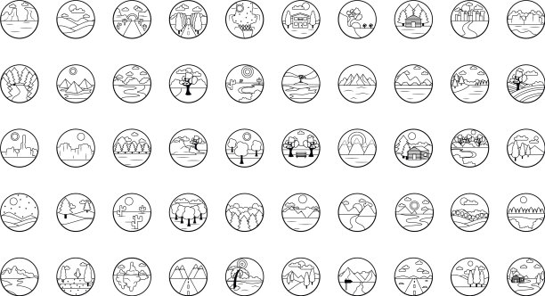 风景图标设置线条风格图片下载