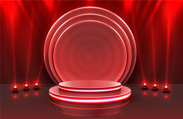 秀光舞台与领奖台现场合影图片下载