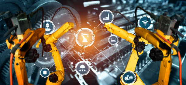 智能工业机器人手臂的数字化工厂生产技术图片下载