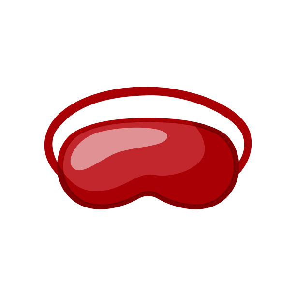 白色背景上的红色睡眠面膜。睡觉时用的口罩图片下载
