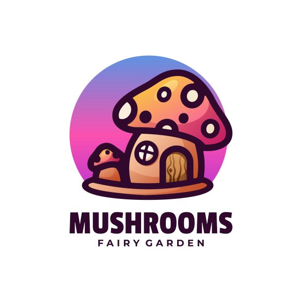 矢量插图蘑菇梯度彩色风格。图片下载