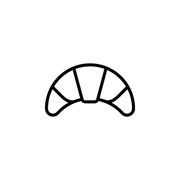 羊角面包矢量图标。可爱的法国羊角面包孤立在白色背景。时尚的艺术线条图片下载