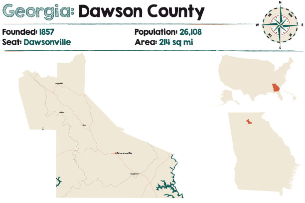 乔治亚州道森县地图图片下载