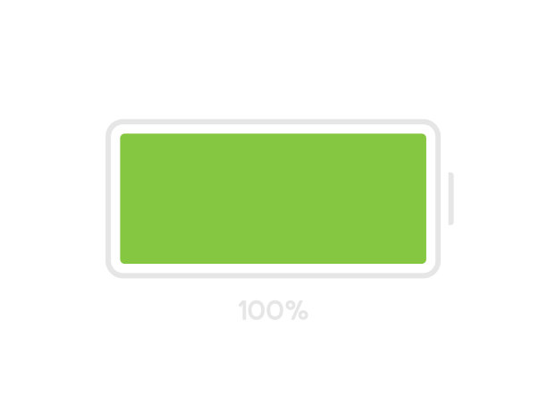 智能手机100%充电。电池充电水平。矢量图图片下载