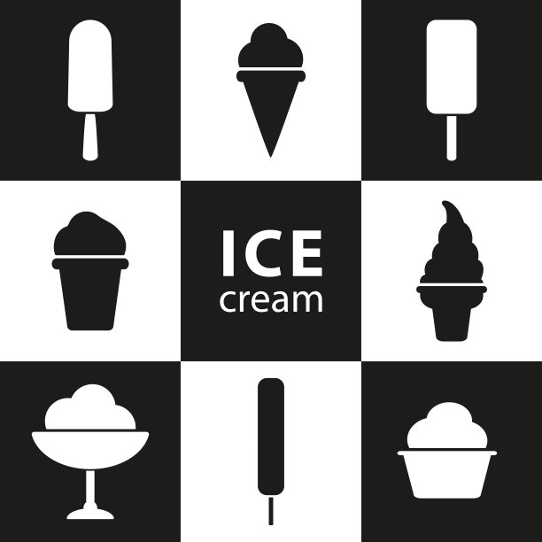 矢量集的冰淇淋图标在平面风格图片下载