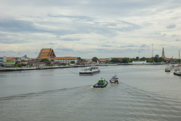 湄南河景色，傍晚的气氛图片下载