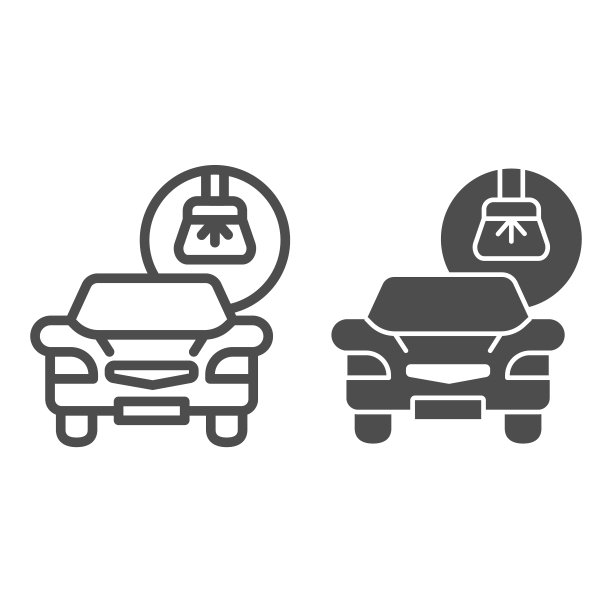 汽车和刷线和固体图标，清洁服务概念，洗车标志上的白色背景，洗车图标轮廓风格的移动概念和网页设计。矢量图形。图片下载