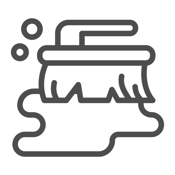 湿刷和水坑线图标，清洁服务概念，湿清洁标志在白色背景，地板清洁刷图标轮廓风格的移动概念和网页设计。矢量图形。图片下载