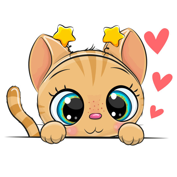 白色背景上的橙色小猫图片下载