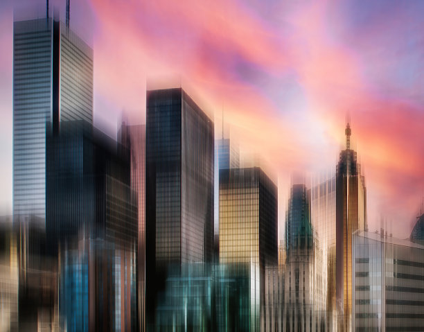 多伦多-傍晚的抽象天际线图片下载