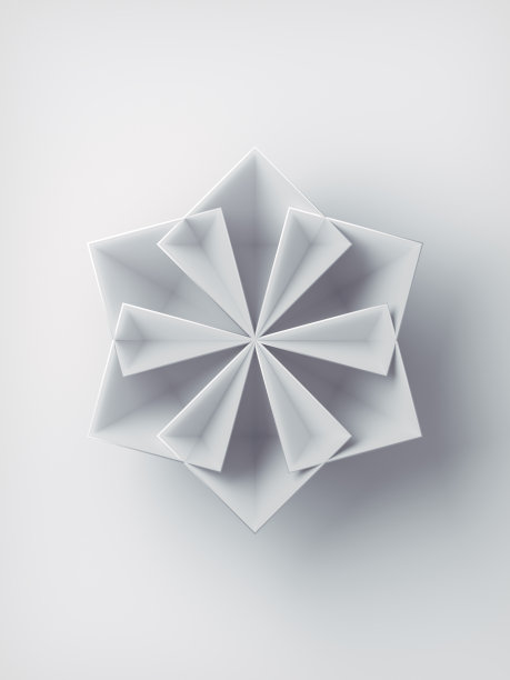 白色几何风格化花抽象3d渲染艺术背景。现代时尚的概念。数码插图图片下载