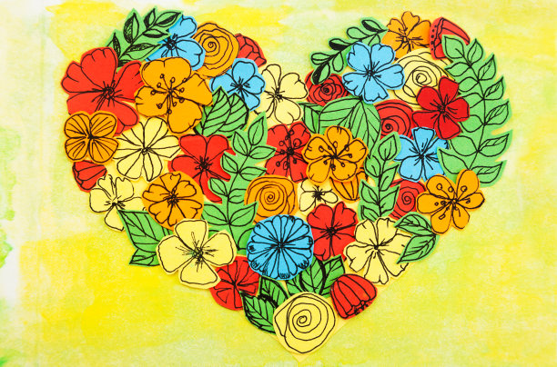 手工制作的明信片与剪花图片下载