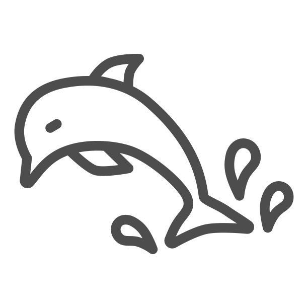 海豚线图标海洋概念海豚跳跃图片下载