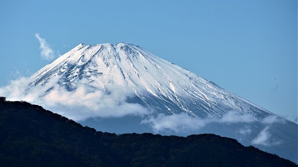 富士山的特写-从箱根的湖边图片下载