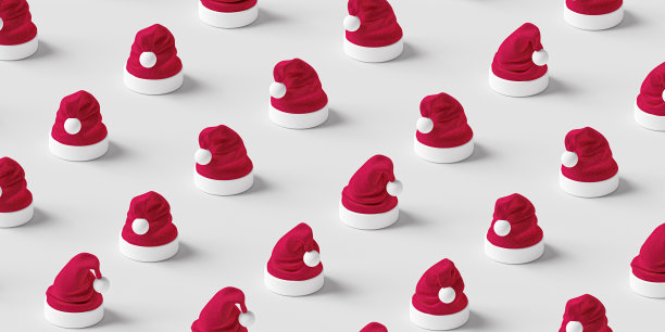 圣诞节日庆祝，圣诞老人帽图案，3d插画，图片下载