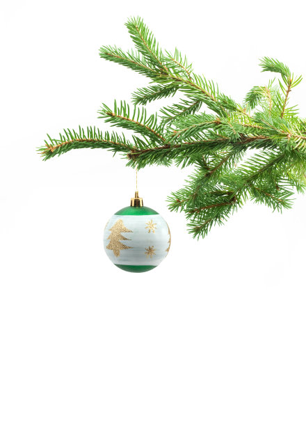 树枝和圣诞玩具图片下载