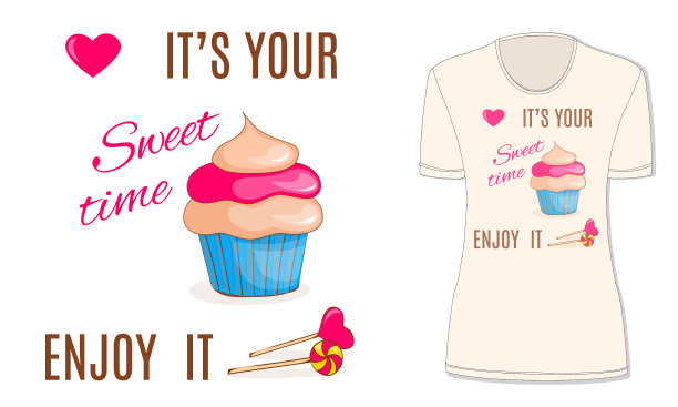 有小蛋糕糖果和心形杯子的甜蜜时光图片下载