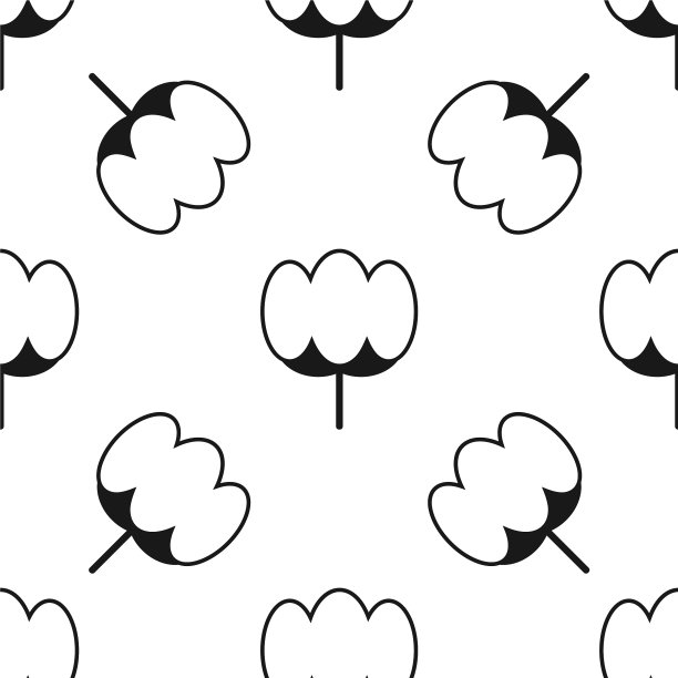 棉花图标孤立无缝模式上的白色图片下载