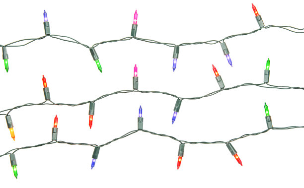 圣诞灯串孤立的白色背景与裁剪路径图片下载